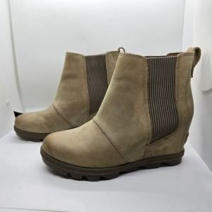 Sorel Joan of Artic Wedge Chelsea Boot-Tan-Women's 7